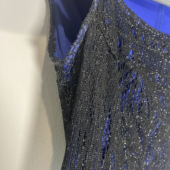 Vintage Rampage Dress Women’s Large Black Blue Mesh Maxi Y2K Whimsigoth USA - Picture 4 of 10